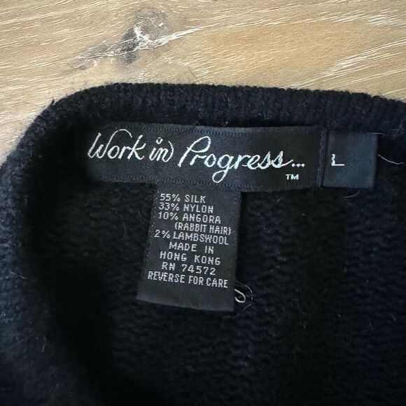 Vintage Womens L Sequin Beaded Flower Sweater Black Bedazzled Pointsetta Holiday - Picture 6 of 6